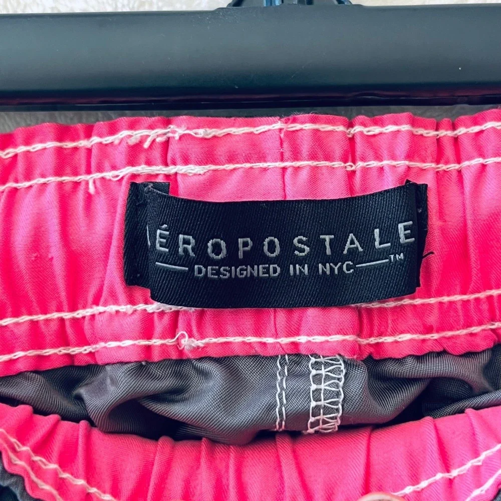 Mens Colorblock Tropical Palm Swim Trunks‎ Neon Pink Charcoal Board Shorts M